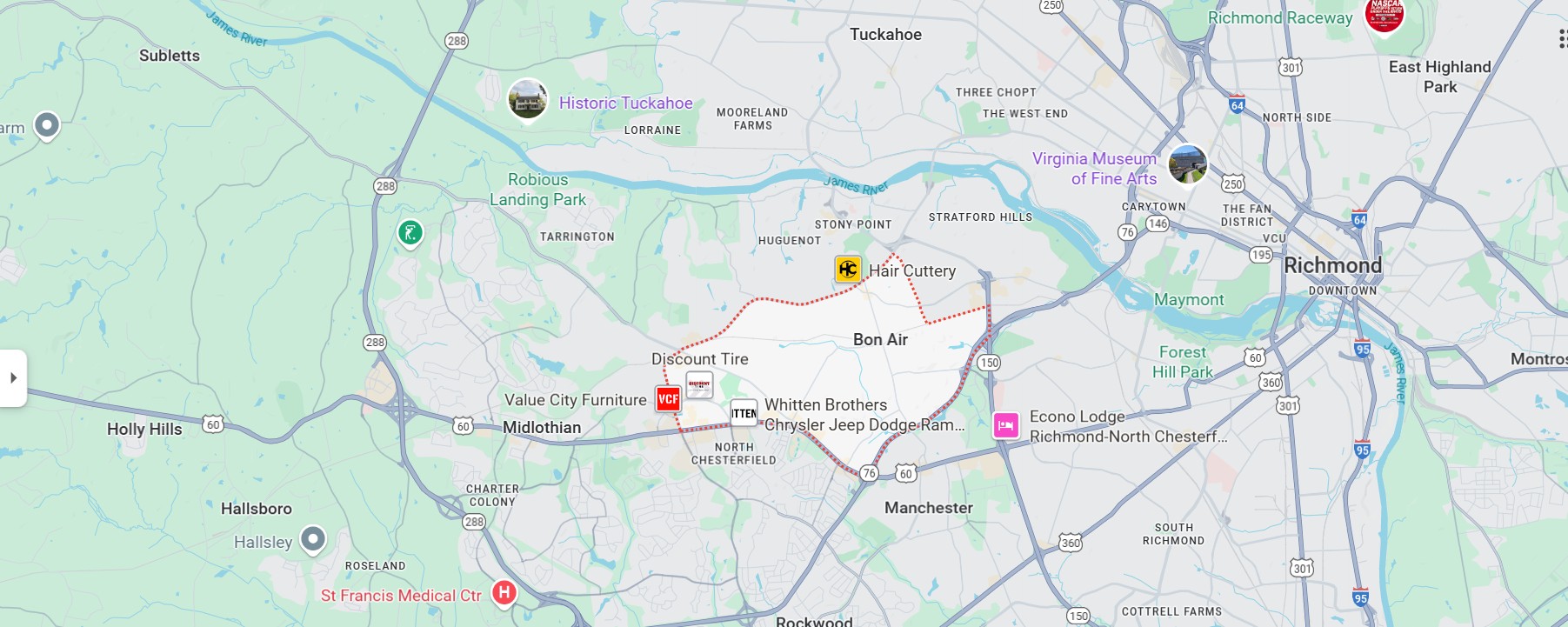 Map of Bon Air Virginia