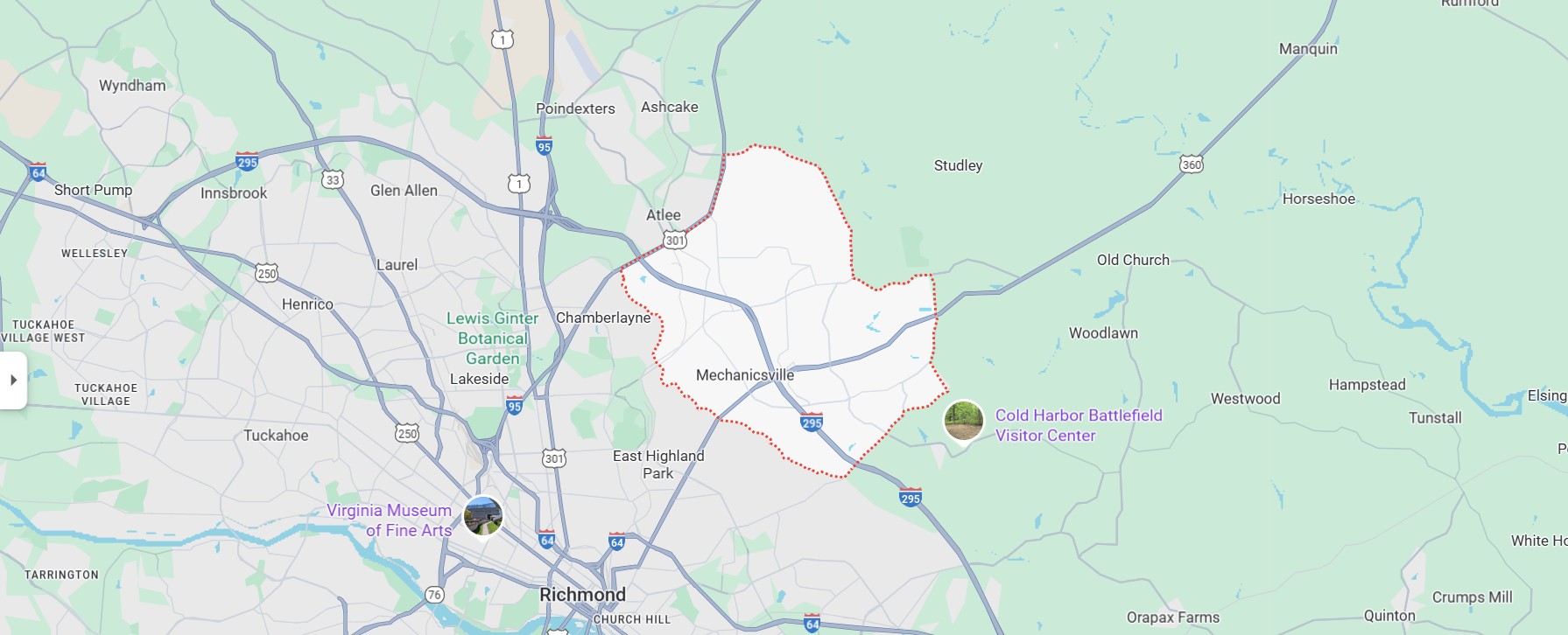 Map of Mechanicsville Virginia