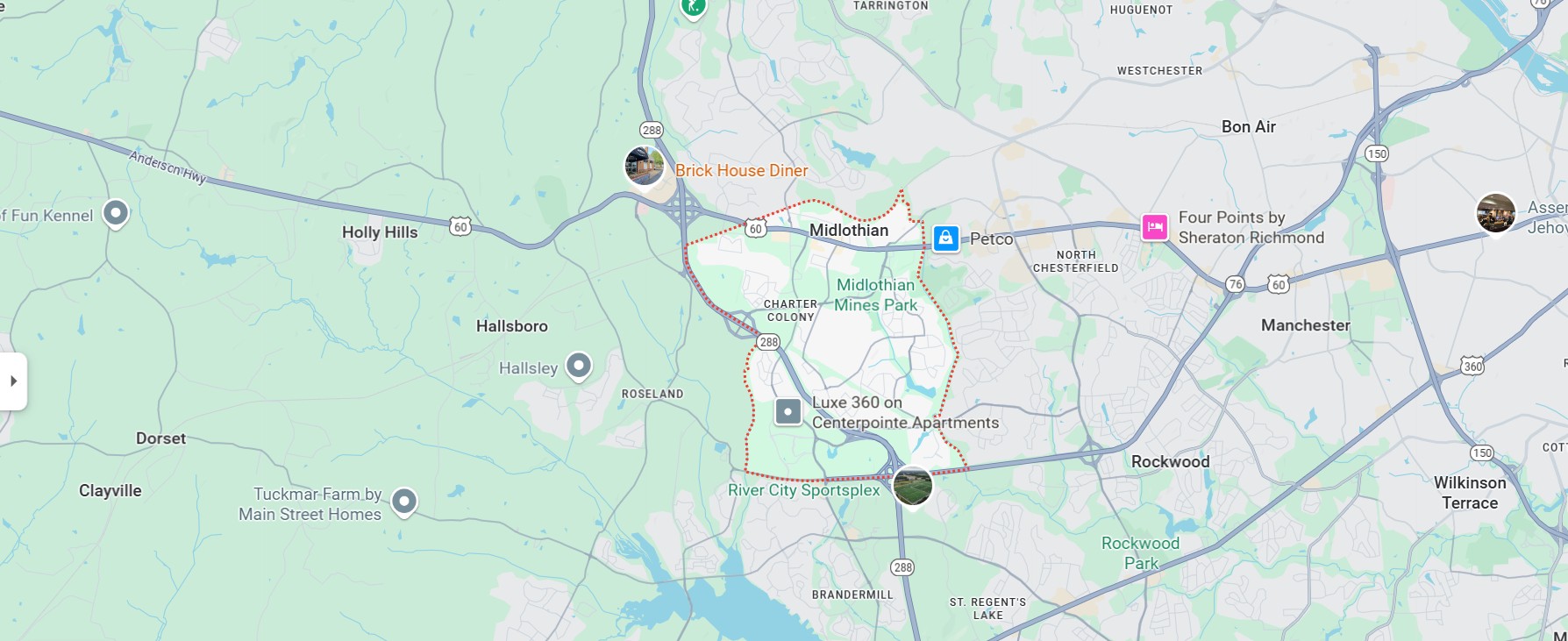 Map of Midlothian Virginia