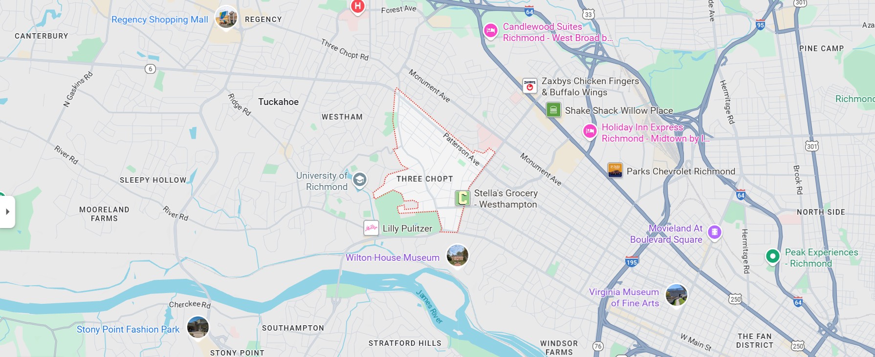 Map of Three Chopt Virginia